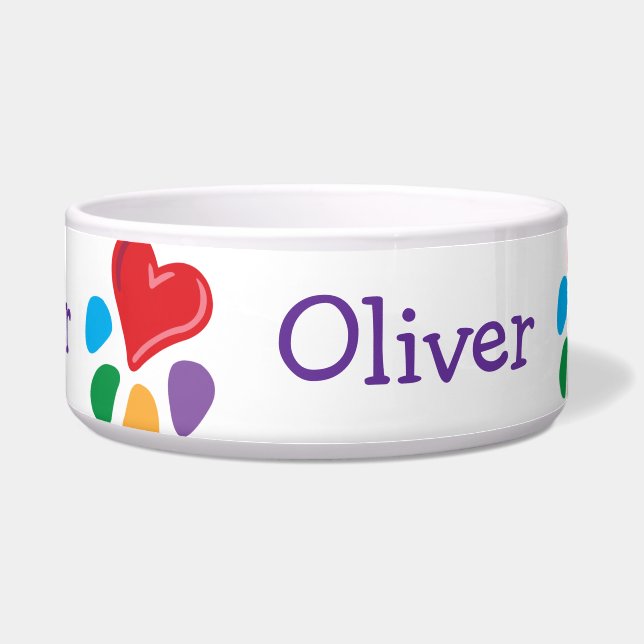 Animal Lover_Heart-Paw pattern personalized Bowl (Front)