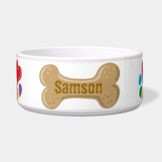 Animal Lover_Heart-Paw personalized dog bone Bowl (Front)
