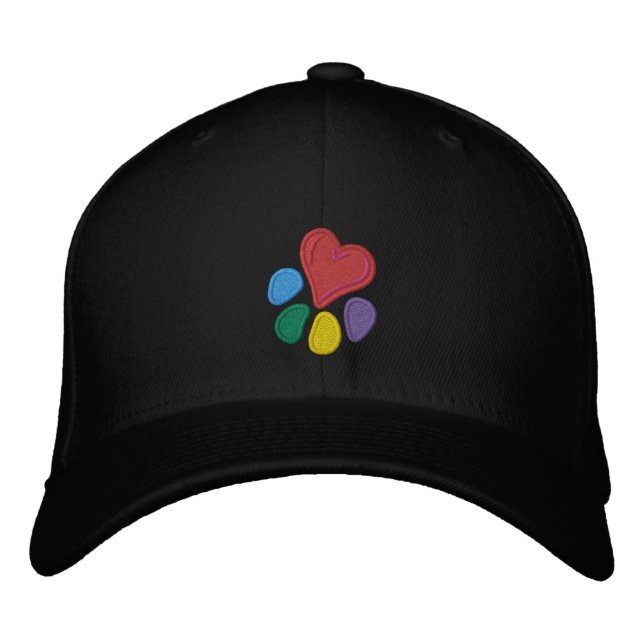 Animal Lover_Heart-Paw (w/ highlights) Embroidered Baseball Hat (Front)
