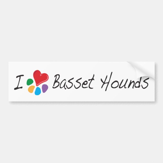 Animal Lover_I Heart Basset Hounds Bumper Sticker (Front)
