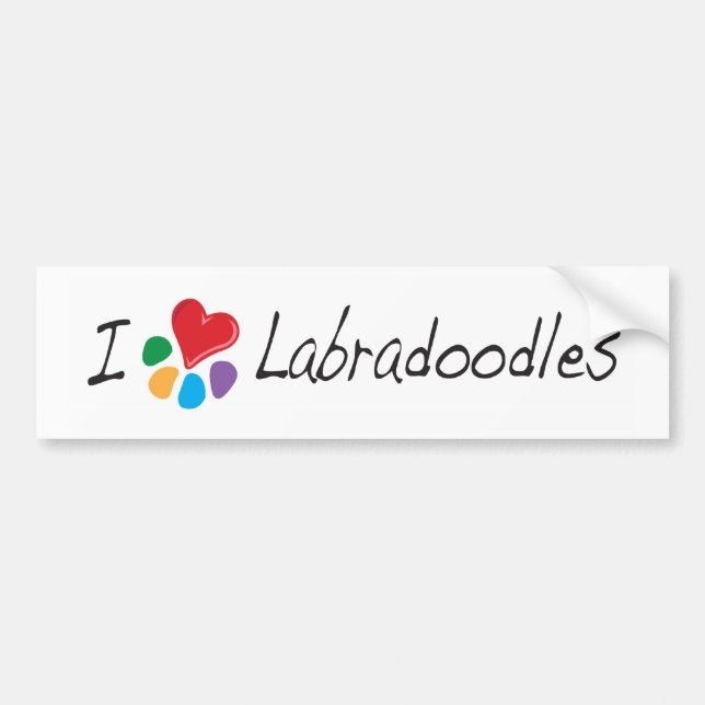 Animal Lover_I Heart Labradoodles Bumper Sticker (Front)