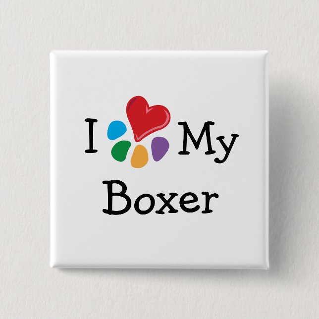 Animal Lover_I Heart My Boxer Pinback Button (Front)