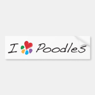 Animal Lover_I Heart Poodles Bumper Sticker