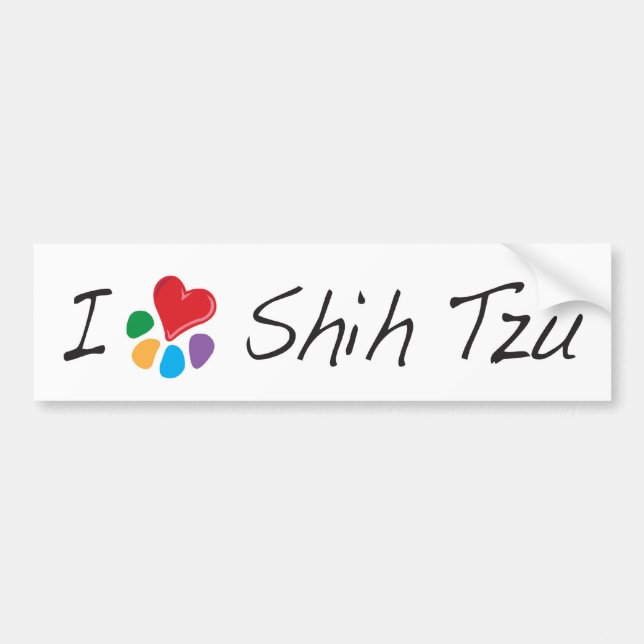 Animal Lover_I Heart Shih Tzu Bumper Sticker (Front)