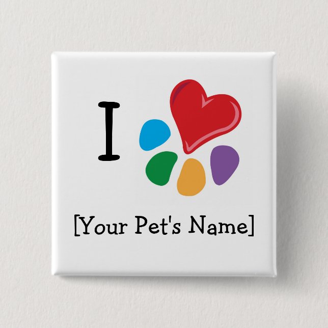 Animal Lover_I Heart template Pinback Button (Front)