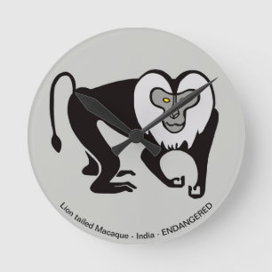 Animal lover! Lion-tailed MACAQUE Round Clock