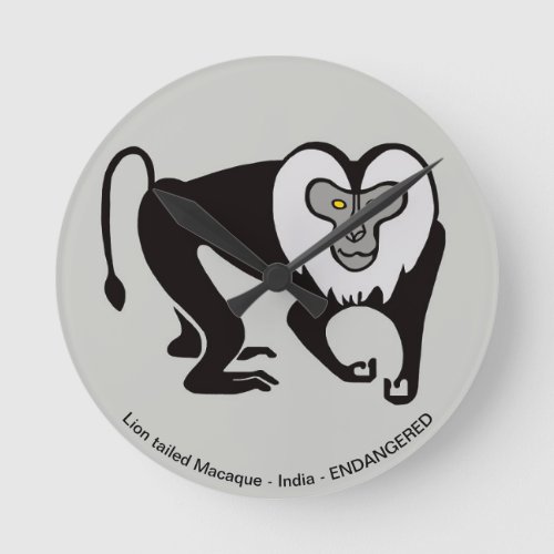 Animal lover Lion_tailed MACAQUE Round Clock
