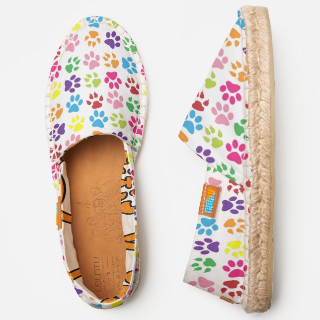 Animal Lover Paw Prints Dog Cat Rainbow Espadrilles (Side)