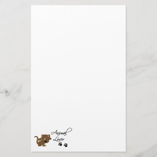 Animal Lover+paw prints-Dog with Newspaper Stationery (Front)