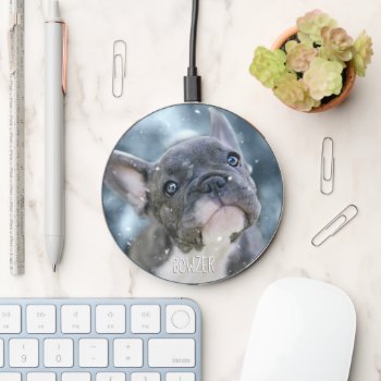 Animal Lover Pet Photo Wireless Charger With Name by teeloft at Zazzle