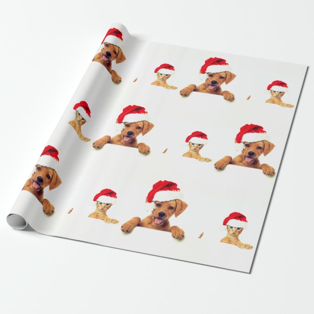 Animal Lovers Christmas Wrapping Paper (Unrolled)