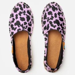Animal Lovers Faux Leopard Black Print on PINK Espadrilles