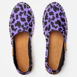 Animal Lovers Faux Leopard Black Print on PURPLE Espadrilles