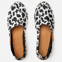 Animal Lovers Faux Leopard Black Print on WHITE Espadrilles