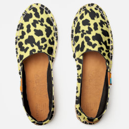 Animal Lovers Faux Leopard Black Print on YELLOW Espadrilles