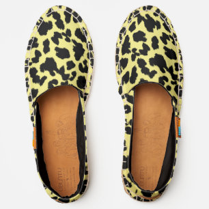 Animal Lovers Faux Leopard Black Print on YELLOW Espadrilles
