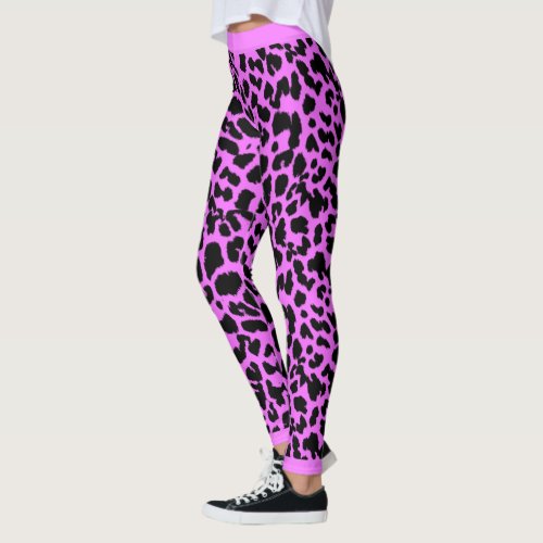 Animal Lovers Leopard Print Black on Pink Leggings