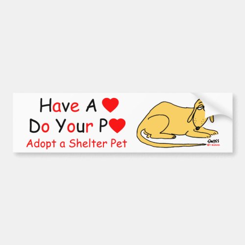 Animal Lovers Message Adopt A Shelter Pet Bumper Sticker