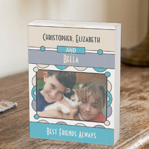 Animal lovers pets photo kids best friends sand wooden box sign
