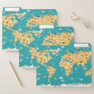 Animal Map of the World For Kids File Folder