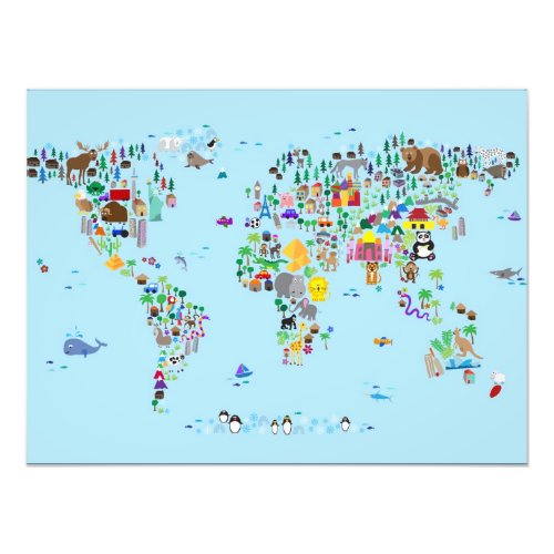 Animal Map of the World Photo Print