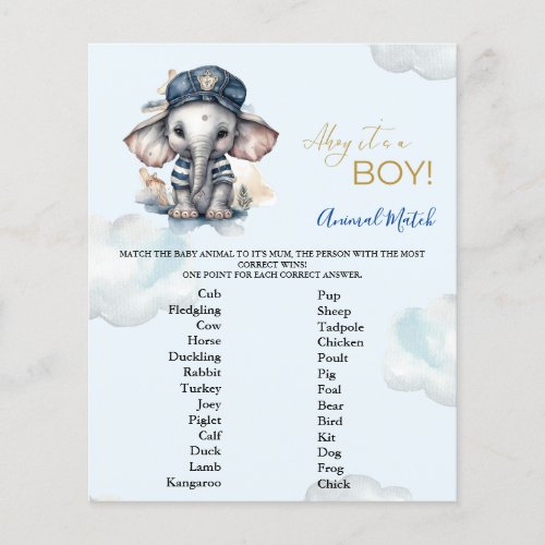 Animal Match Baby Shower Game