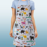 Animal Menagerie Apron<br><div class="desc">All sorts of fun animals and wildlife for animal lovers everywhere.  Safari animals,  jungle,  farm,  birds,  pets and wildlife.  A monster seems to have sneaked in there too. Original art by Nic Squirrell.</div>