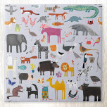 Animal Menagerie Ceramic Tile<br><div class="desc">All sorts of fun animals and wildlife for animal lovers everywhere.  Safari animals,  jungle,  farm,  birds,  pets and wildlife.  A monster seems to have sneaked in too. Original art by Nic Squirrell.</div>