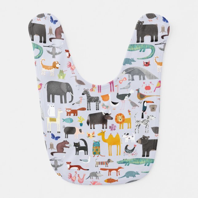 Animal Menagerie Reversible Baby Bib (Front)