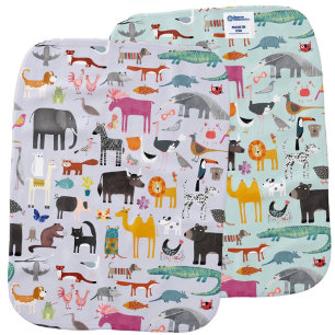 Animal Menagerie Reversible Baby Burp Cloth