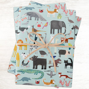 Animal Menagerie Wrapping Paper Sheets