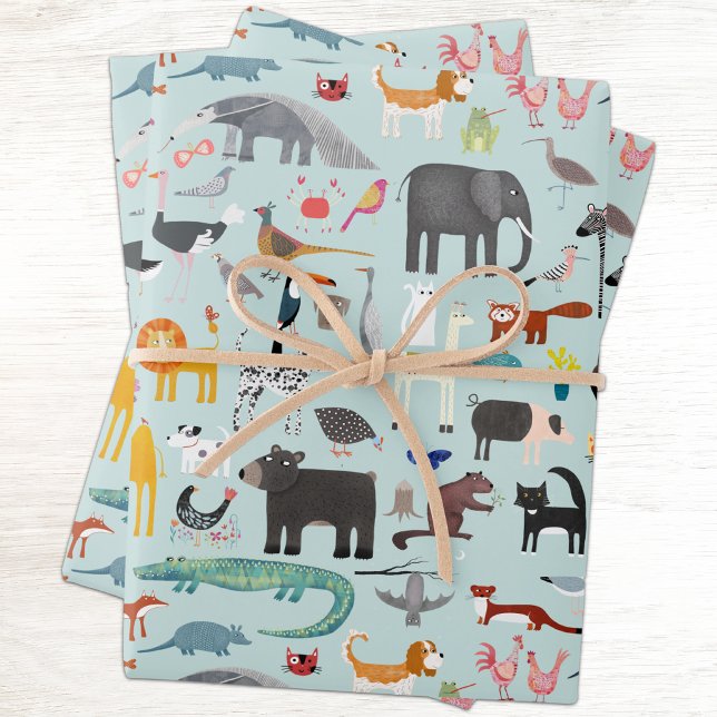 Animal Menagerie Wrapping Paper Sheets (Animal menagerie fun gift wrap paper sheets)