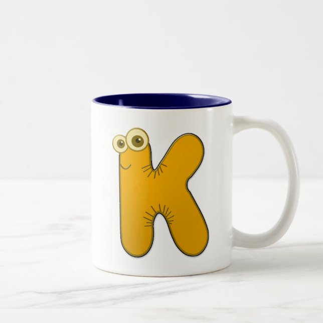 animal monogram - K Two-Tone Coffee Mug (Right)