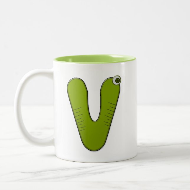 animal monogram - V Two-Tone Coffee Mug (Left)