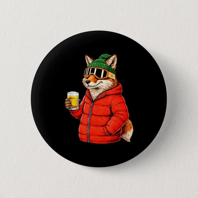 Animal motifs fox party après ski shirt skiingAnim Button (Front)