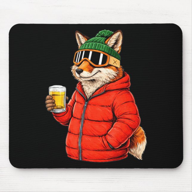 Animal motifs fox party après ski shirt skiingAnim Mouse Pad (Front)