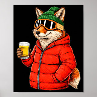 Animal motifs fox party après ski shirt skiingAnim Poster