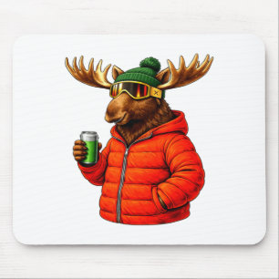 Animal motifs moose party après ski shirt skiing mouse pad