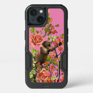 Animal Mountain Lion Rose on Pink iPhone 13 Case