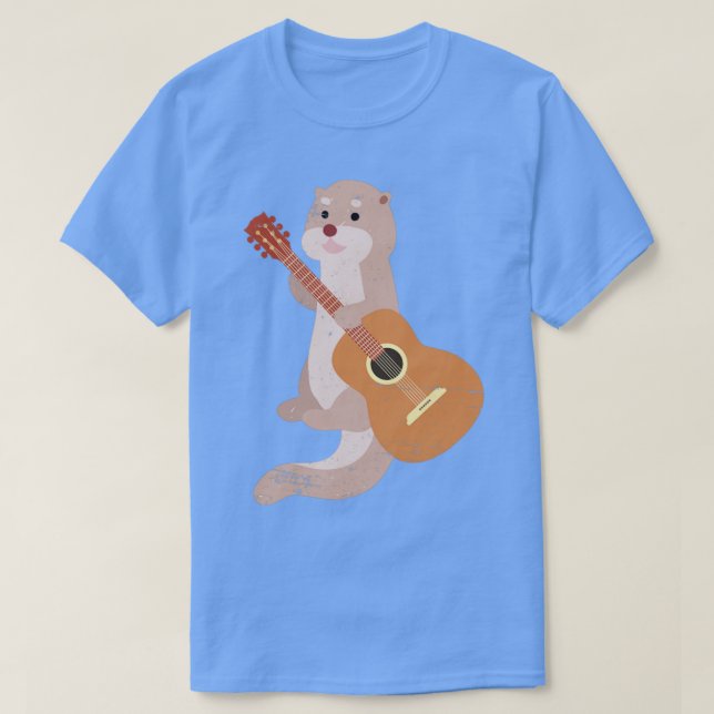 Animal Music Lover Guitarist Otter T-Shirt (Design Front)