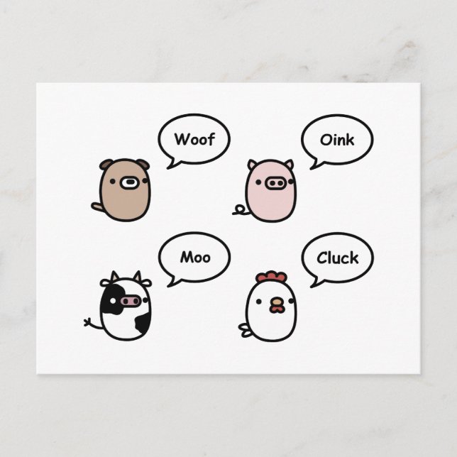 Animal Noises Postcard (Front)