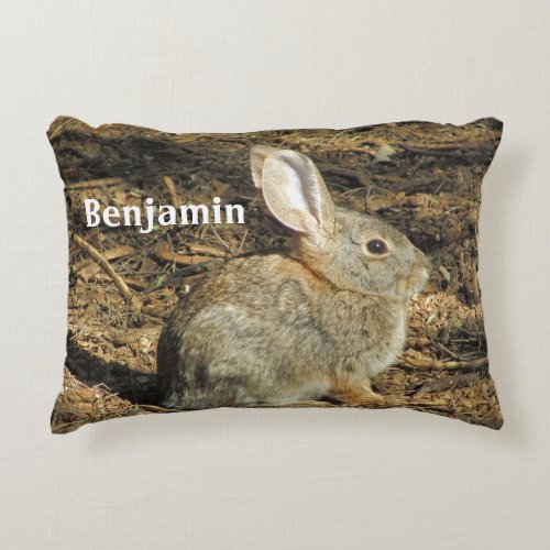 Animal Nursery Cute Brown Bunny Photo Nature Accent Pillow