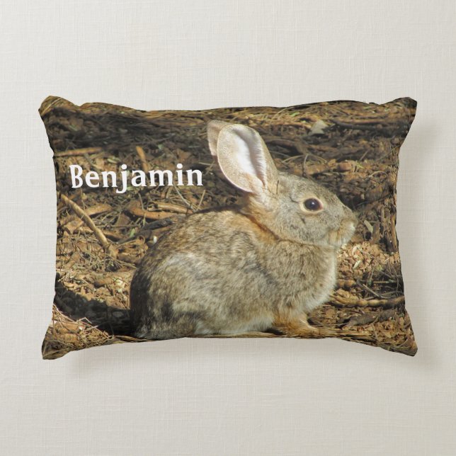 Animal Nursery Cute Brown Bunny Photo Nature Accent Pillow (Front)