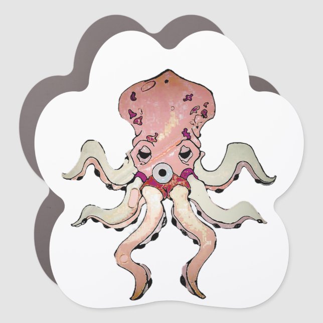 animal octopus with 6 arms  men and women  car magnet (Front)