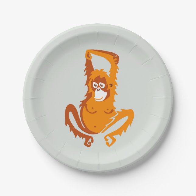 Animal- ORANGUTAN -Wildlife - Nature- Party Paper Plates (Front)