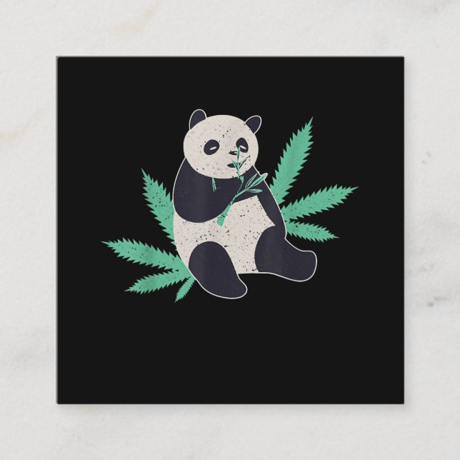 Animal Panda Weed Stoner Gift Square Business Card (Front)