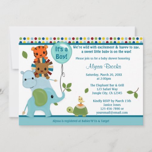 Animal Parade Baby Shower Invitation elephant APK