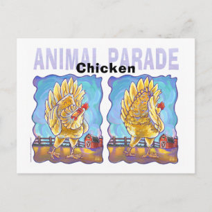 Animal Parade Chicken Postcard
