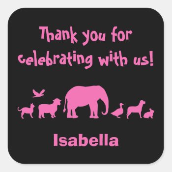 Animal Parade Favor Tags Pink by Joyful_Expressions at Zazzle