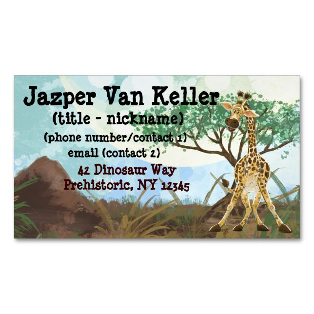 Animal Parade Giraffe Business Card Magnet (Front)